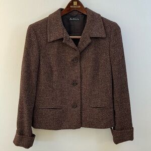 Ann Freedberg Wool Blend Cropped Blazer Jacket – Size 6 – Classic Tailored Style